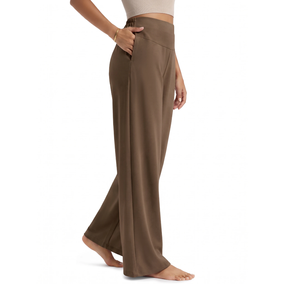 Florboom Women's Wide Leg Pants High Waisted Stretch Trousers Pockets