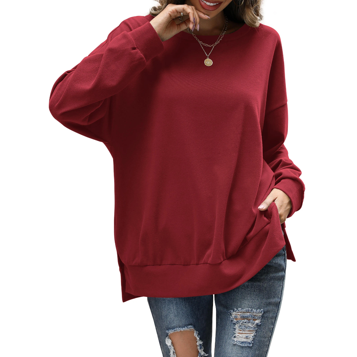 Florboom Womens Oversized Sweatshirts Crew Neck Long Sleeve Tunic Top
