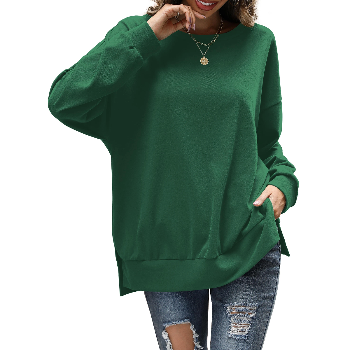 Florboom Womens Oversized Sweatshirts Crew Neck Long Sleeve Tunic Top