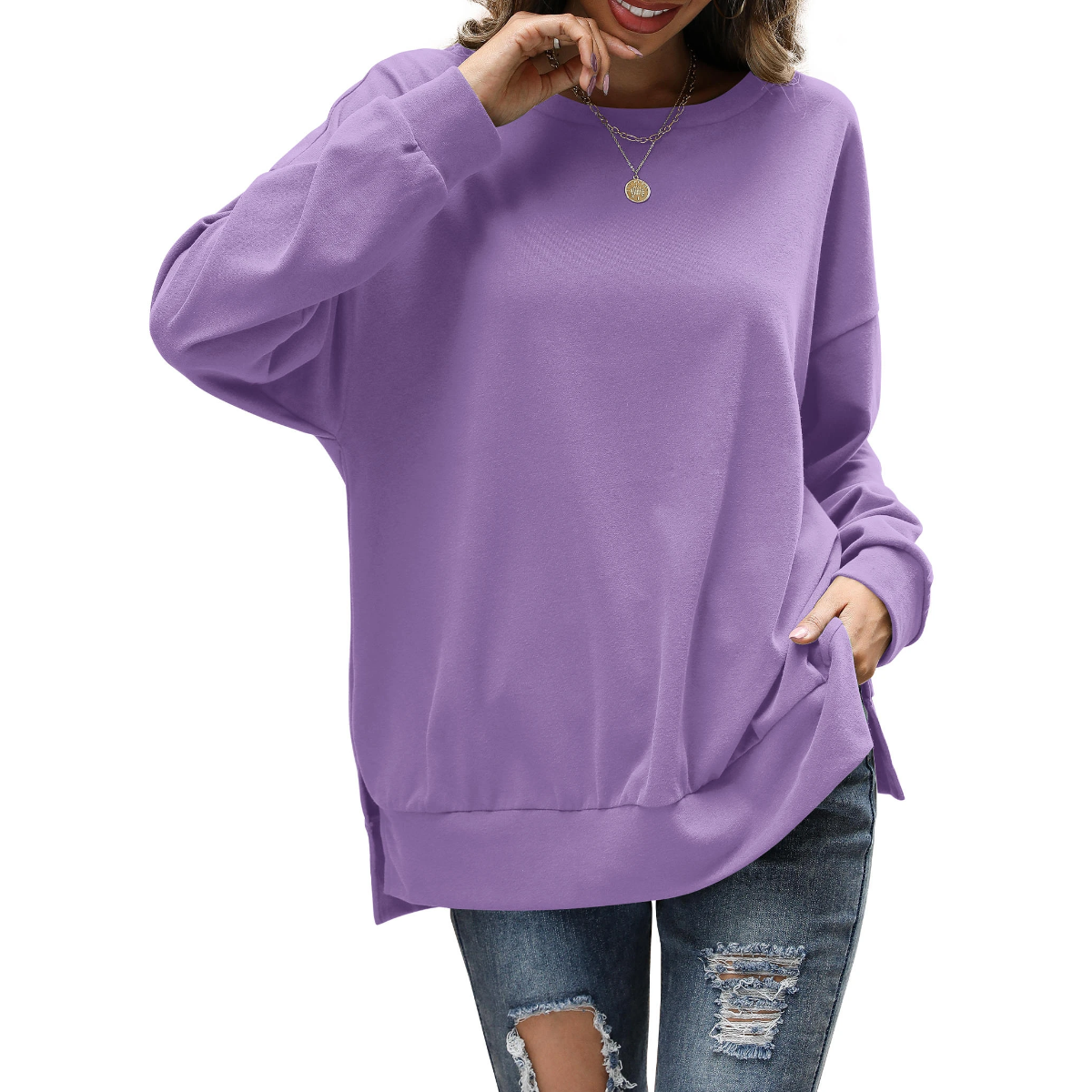 Florboom Womens Oversized Sweatshirts Crew Neck Long Sleeve Tunic Top