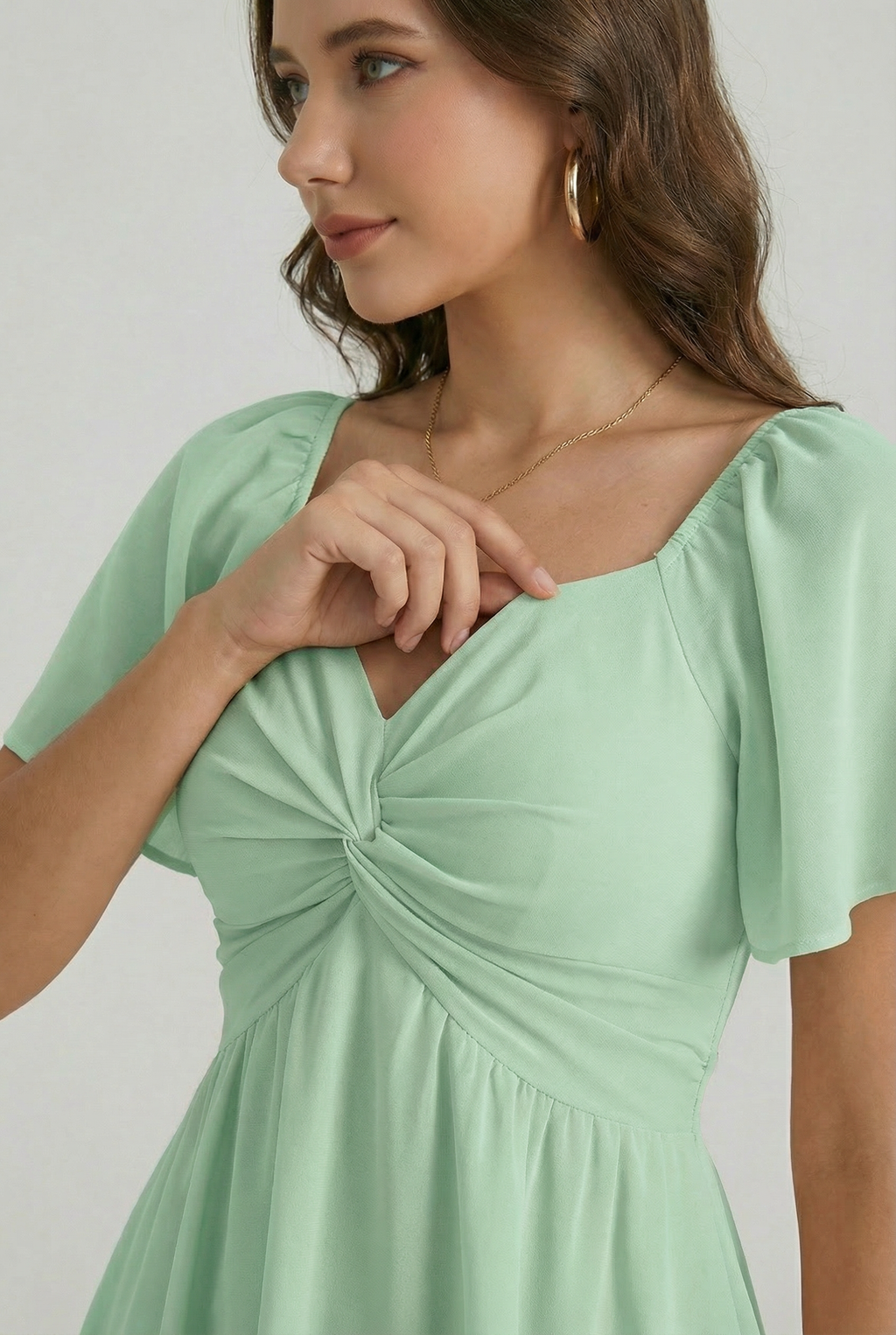 Florboom Women's Sweetheart Knot Front Dress Boho Chiffon Mini Dresses