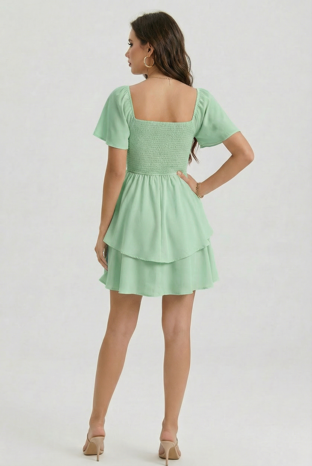 Florboom Women's Sweetheart Knot Front Dress Boho Chiffon Mini Dresses