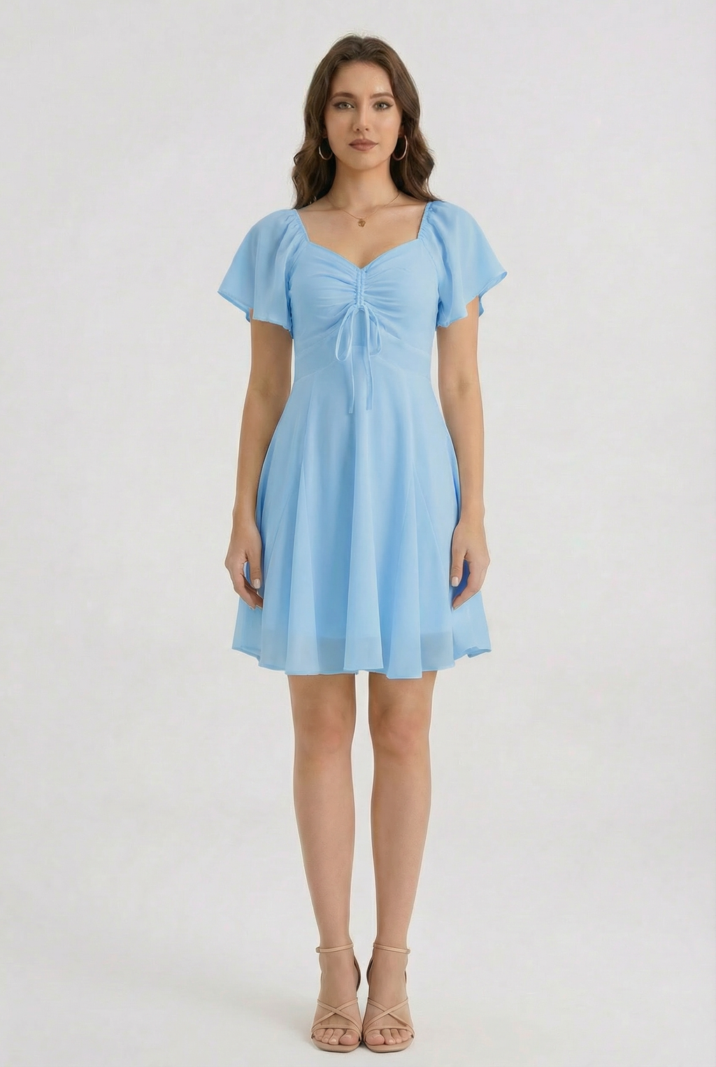 Florboom Women's Summer Sweetheart Neckline Drawstring Dress