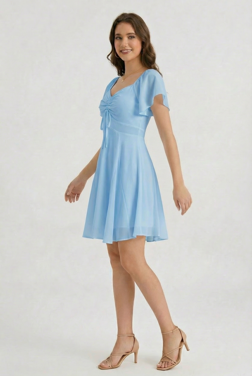 Florboom Women's Summer Sweetheart Neckline Drawstring Dress