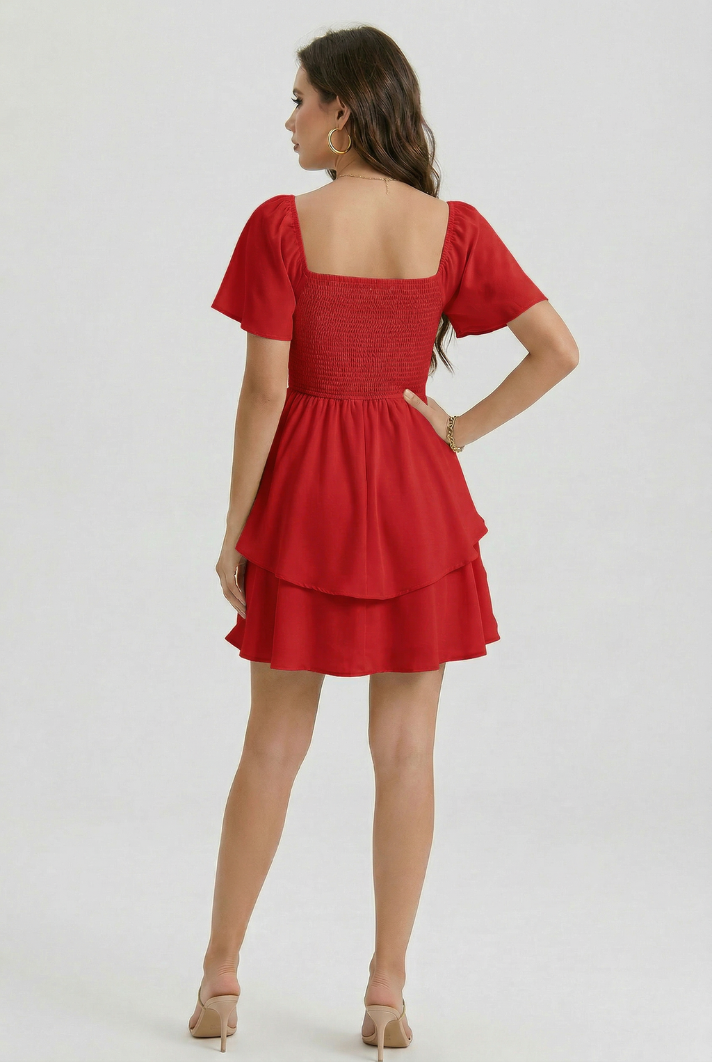 Florboom Women's Sweetheart Knot Front Dress Boho Chiffon Mini Dresses