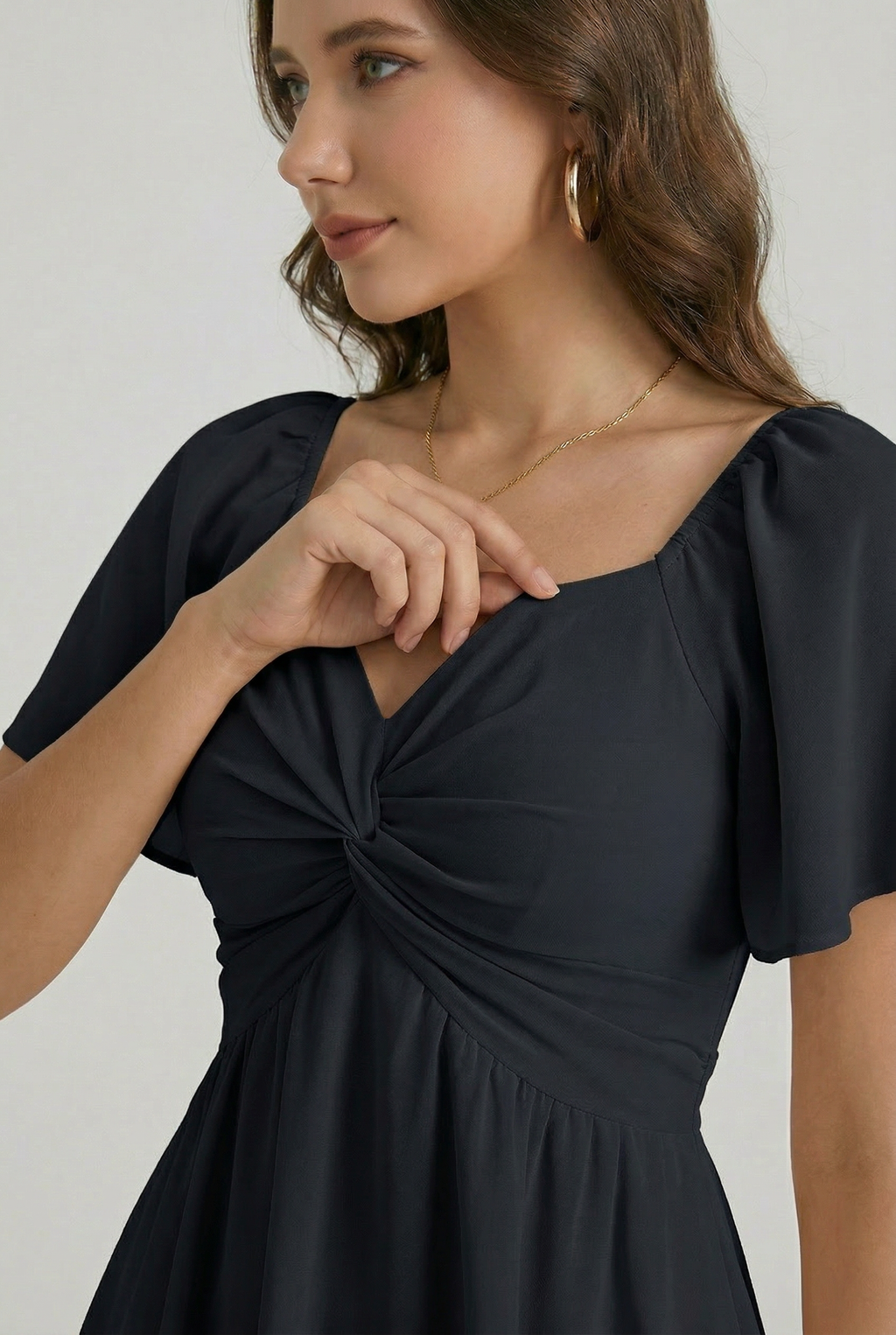 Florboom Women's Sweetheart Knot Front Dress Boho Chiffon Mini Dresses