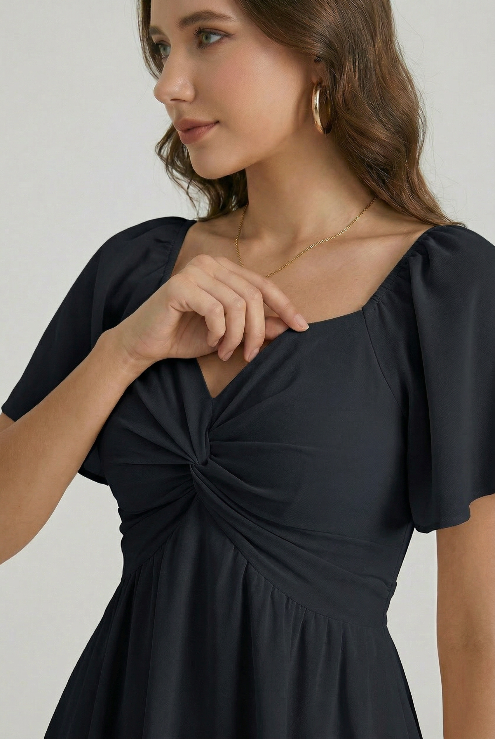 Florboom Women's Sweetheart Knot Front Dress Boho Chiffon Mini Dresses
