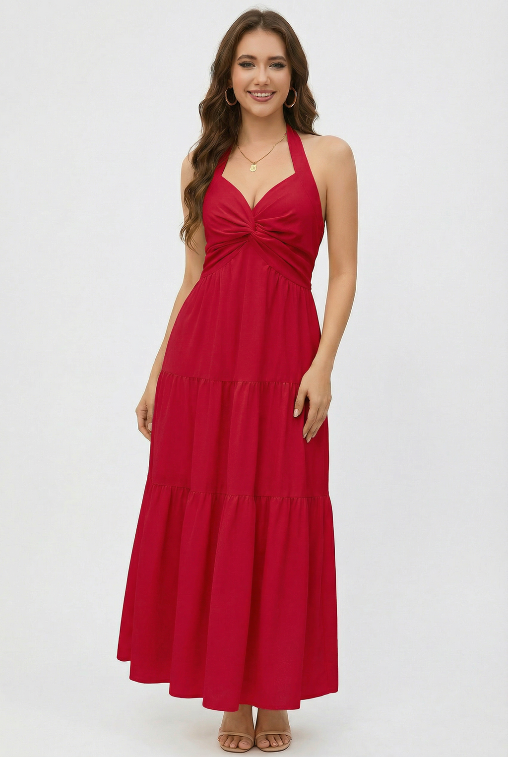 Florboom Women's Summer Halter Maxi Dresses Smocked Back Sundress