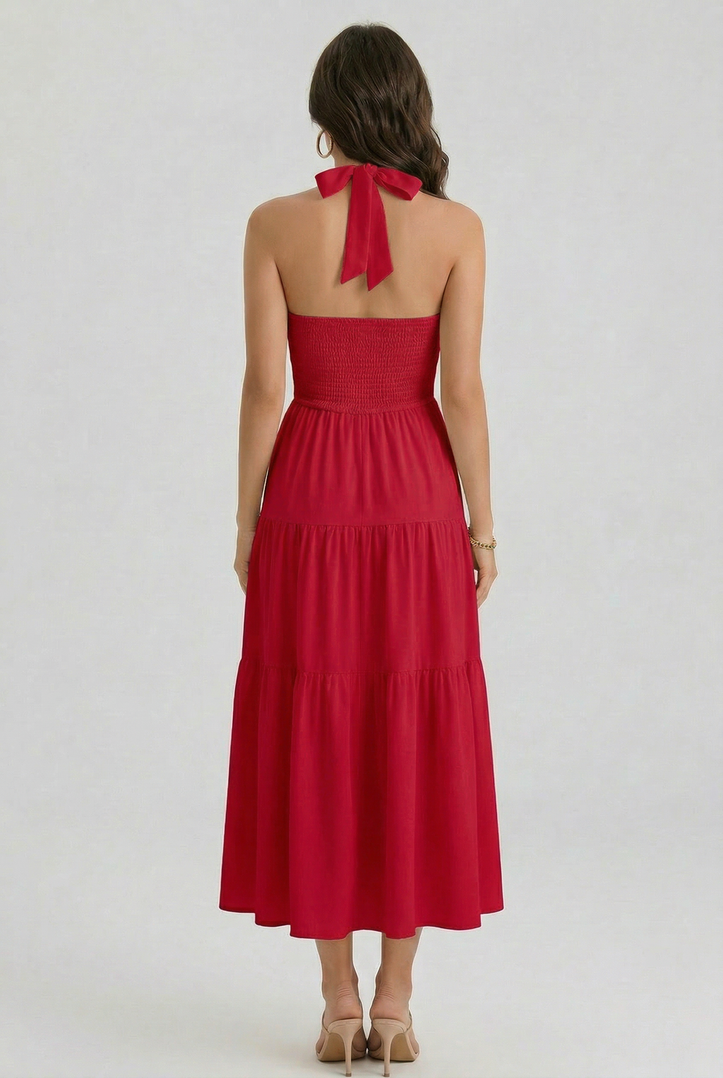 Florboom Women's Summer Halter Maxi Dresses Smocked Back Sundress