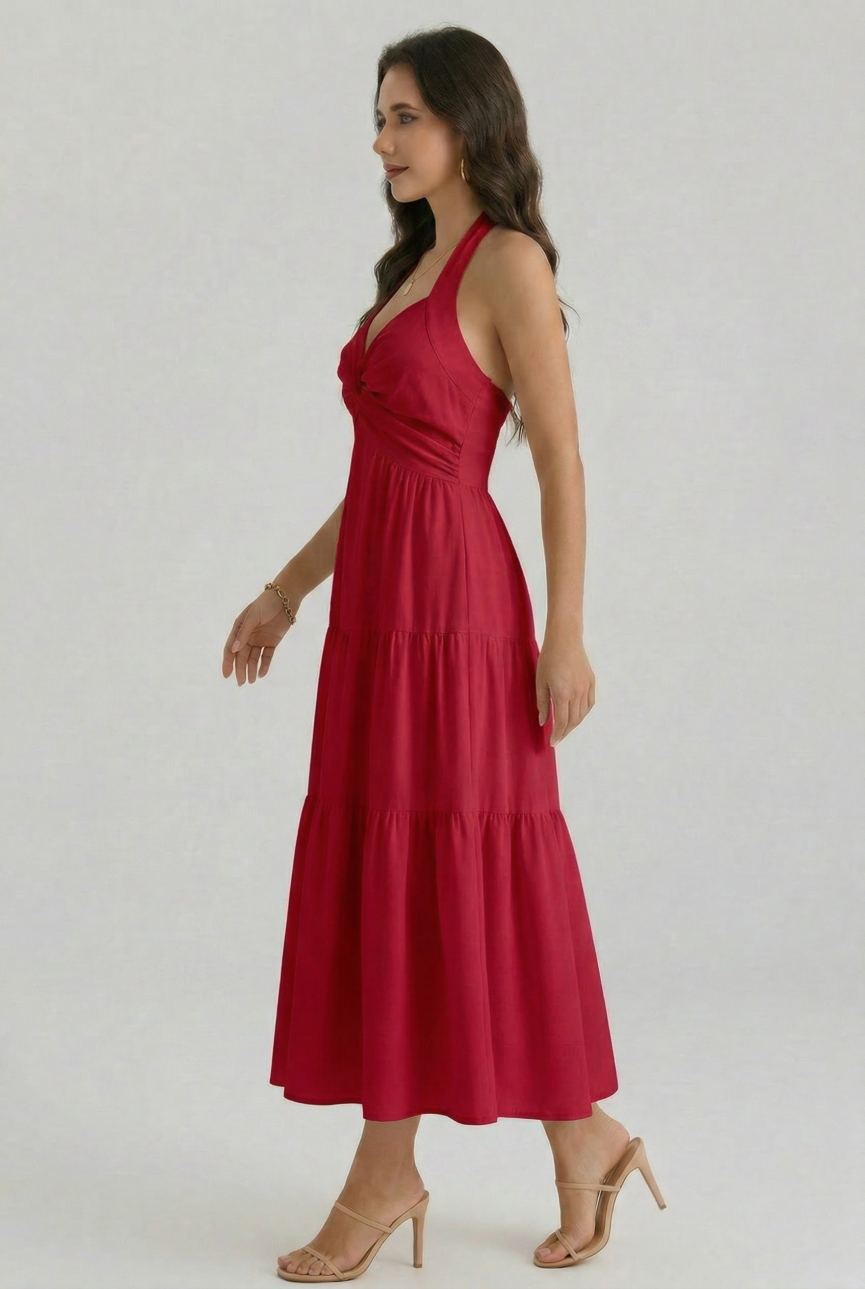 Florboom Women's Summer Halter Maxi Dresses Smocked Back Sundress