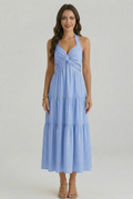 Florboom Women's Summer Halter Maxi Dresses Smocked Back Sundress
