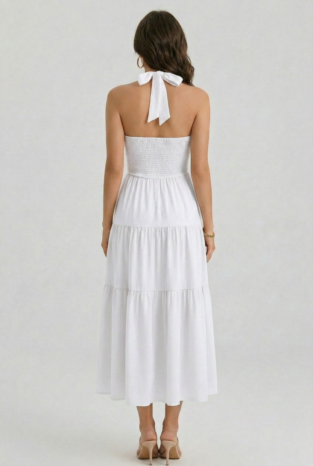 Florboom Women's Summer Halter Maxi Dresses Smocked Back Sundress