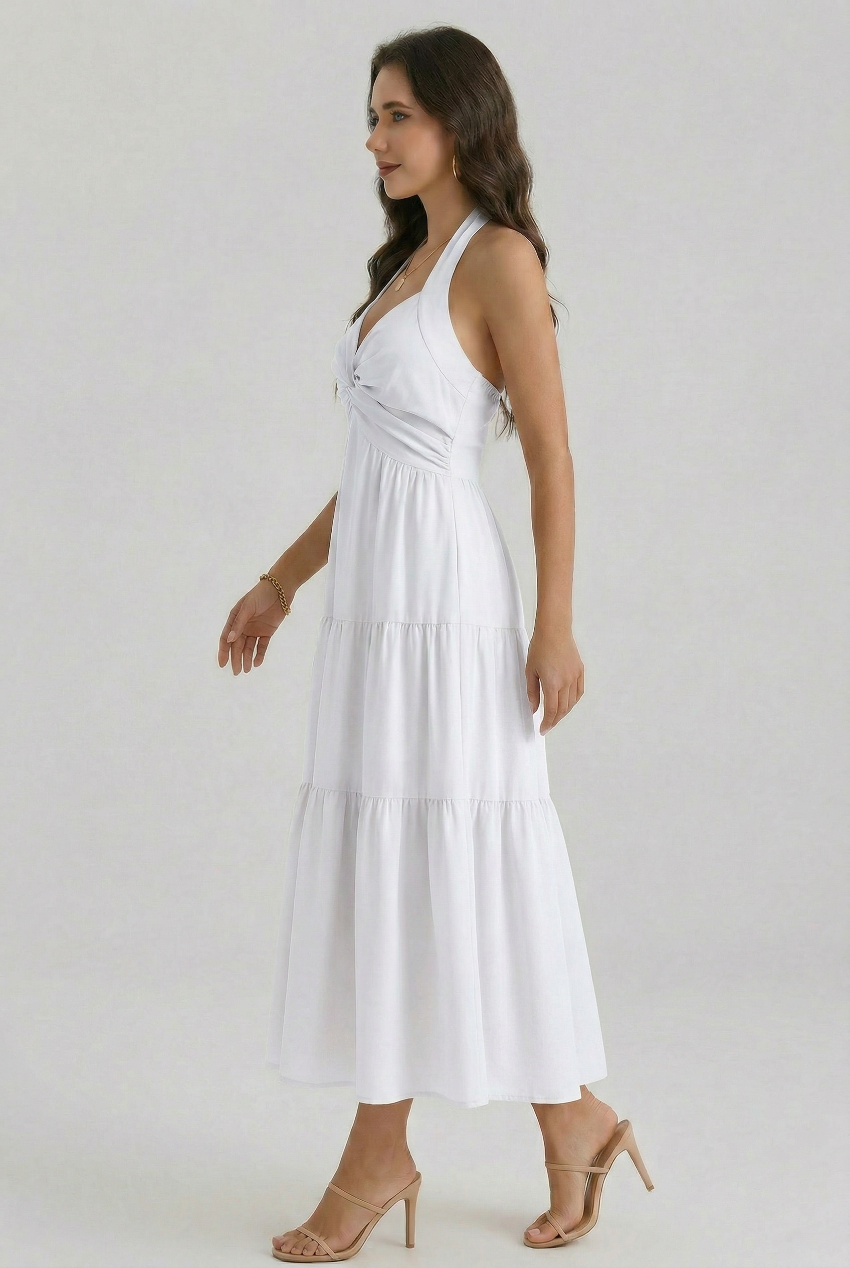Florboom Women's Summer Halter Maxi Dresses Smocked Back Sundress