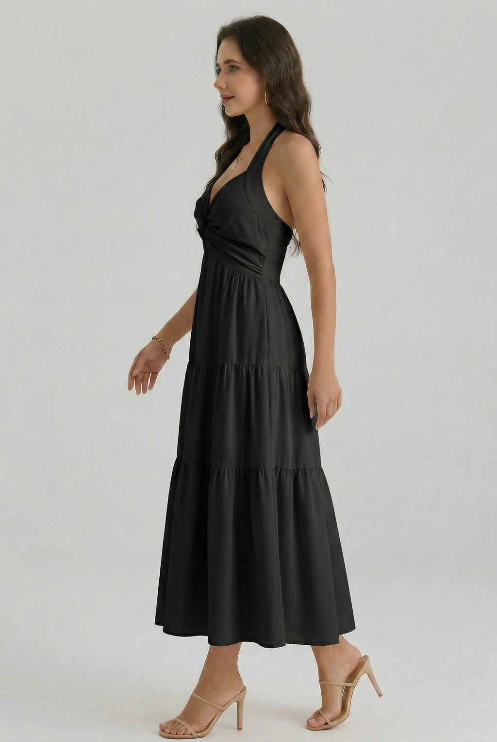 Florboom Women's Summer Halter Maxi Dresses Smocked Back Sundress