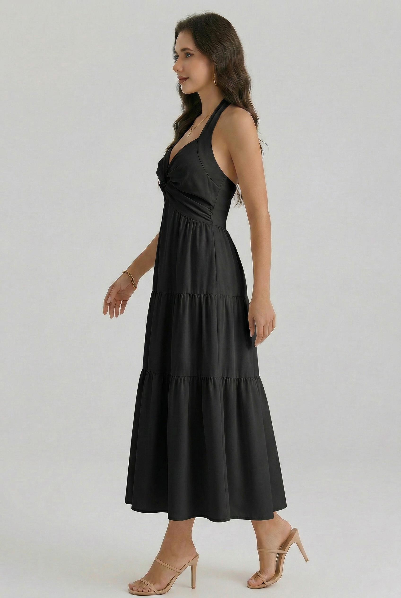 Florboom Women's Summer Halter Maxi Dresses Smocked Back Sundress