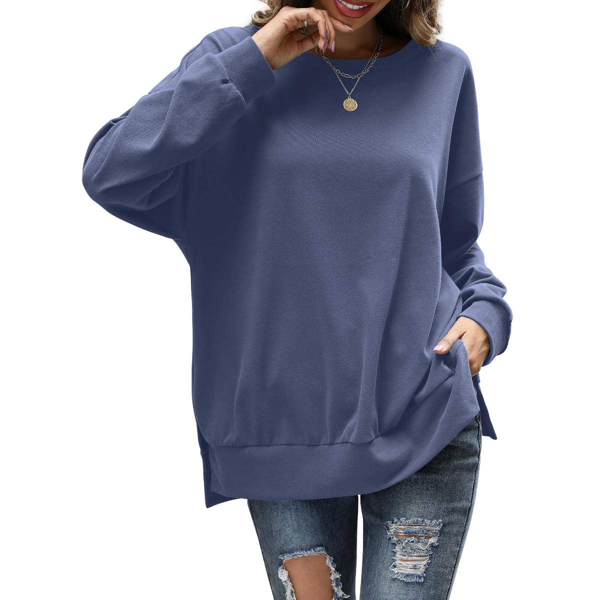 Florboom Womens Oversized Sweatshirts Crew Neck Long Sleeve Tunic Top