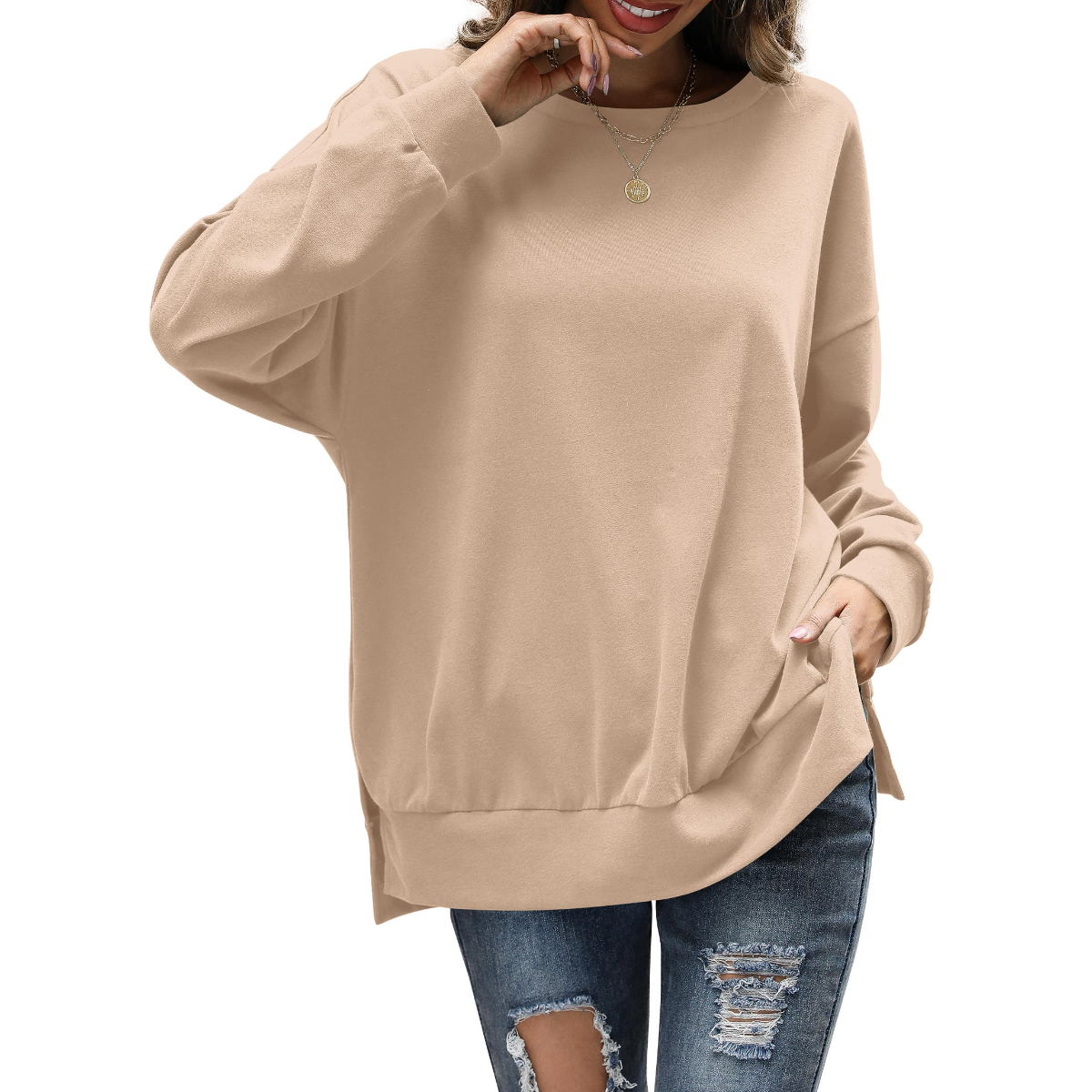 Florboom Womens Oversized Sweatshirts Crew Neck Long Sleeve Tunic Top