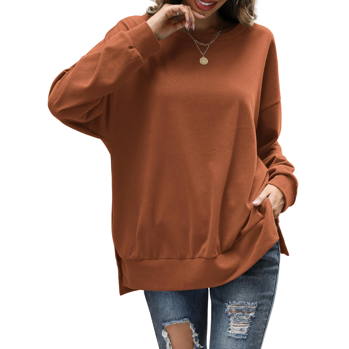 Florboom Womens Oversized Sweatshirts Crew Neck Long Sleeve Tunic Top