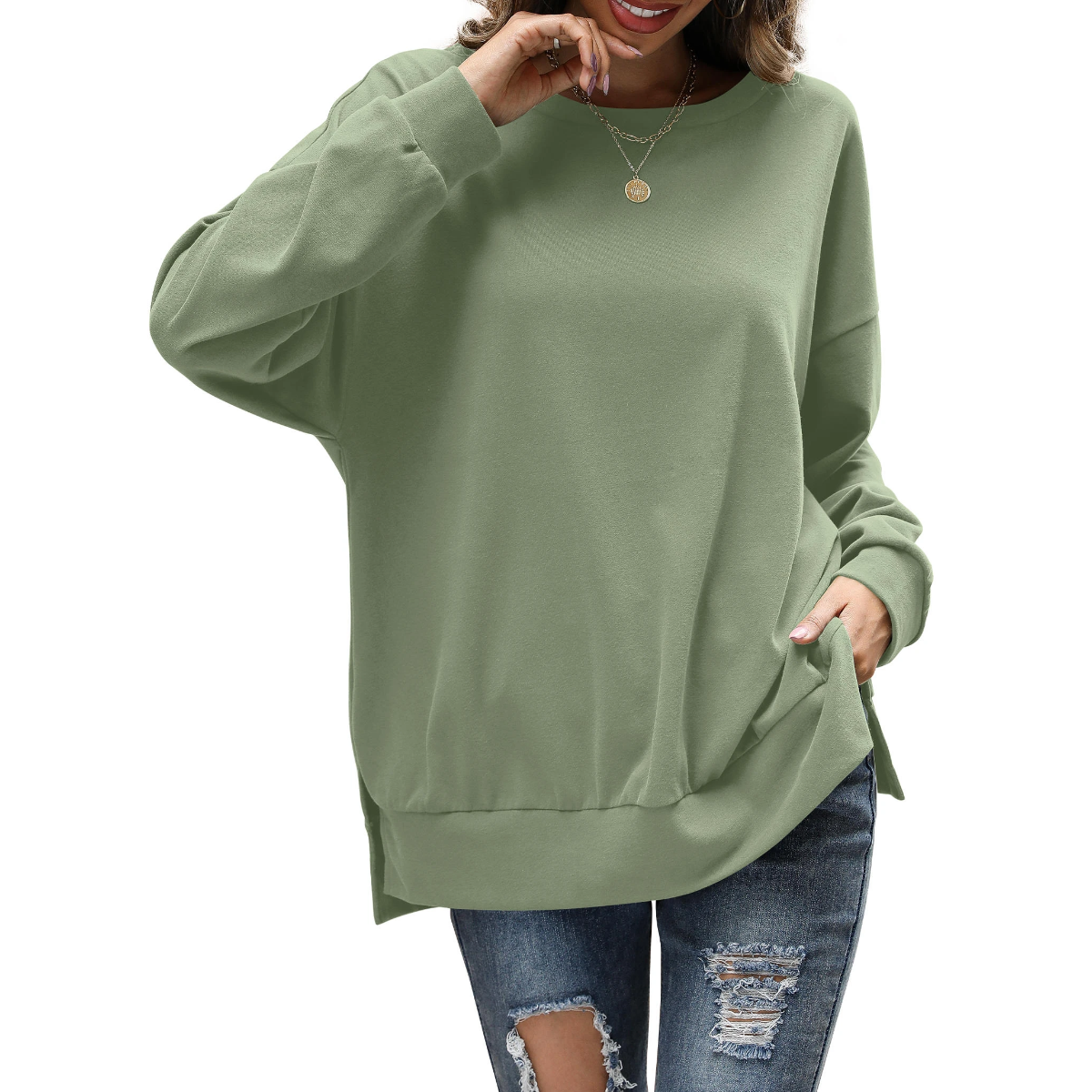 Florboom Womens Oversized Sweatshirts Crew Neck Long Sleeve Tunic Top