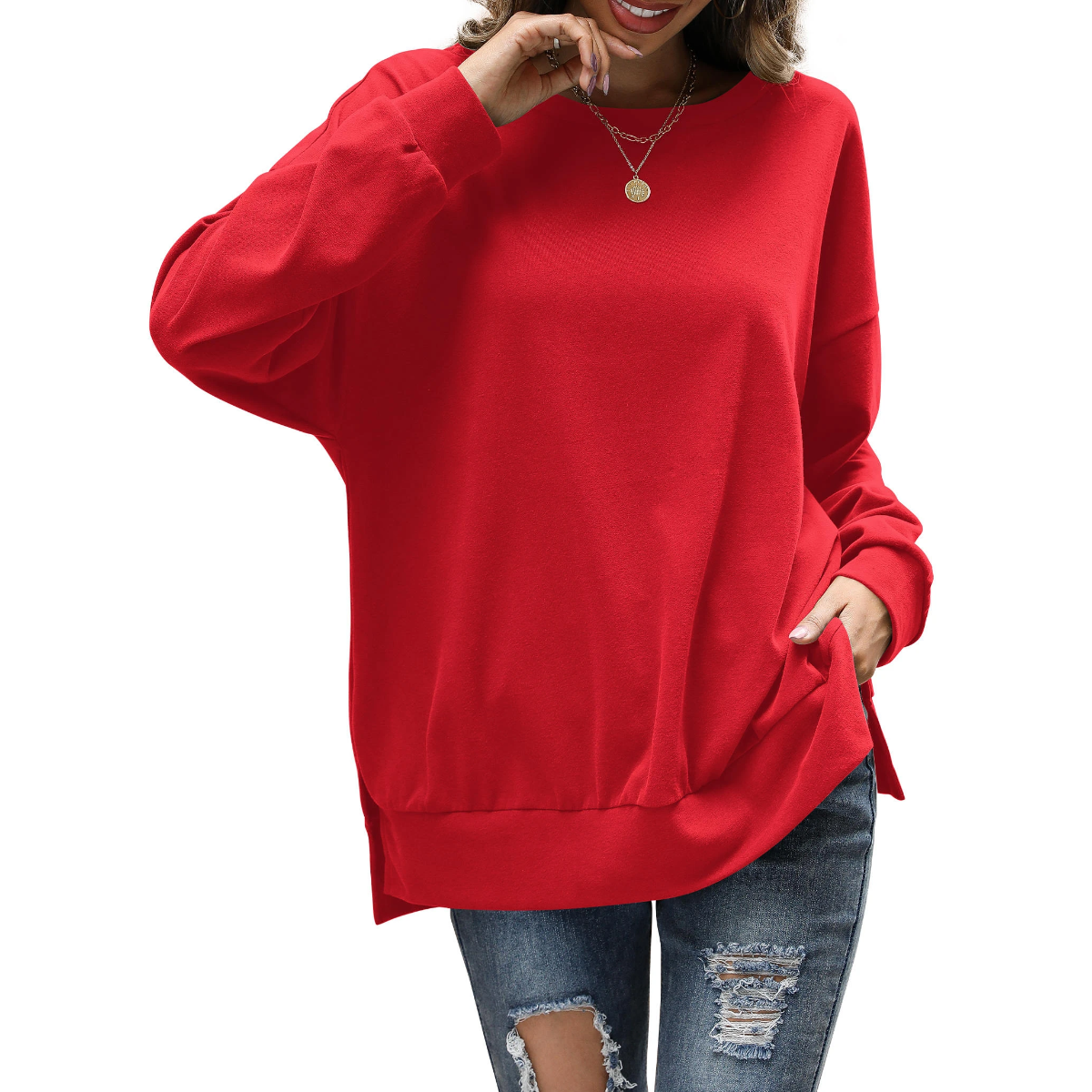 Florboom Womens Oversized Sweatshirts Crew Neck Long Sleeve Tunic Top