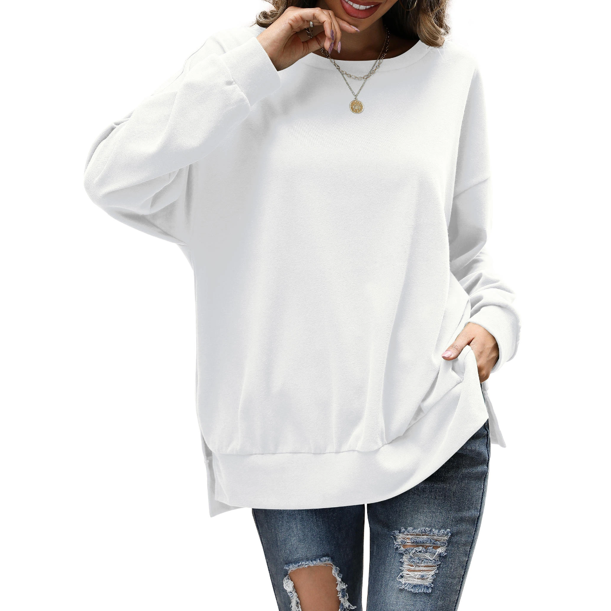 Florboom Womens Oversized Sweatshirts Crew Neck Long Sleeve Tunic Top