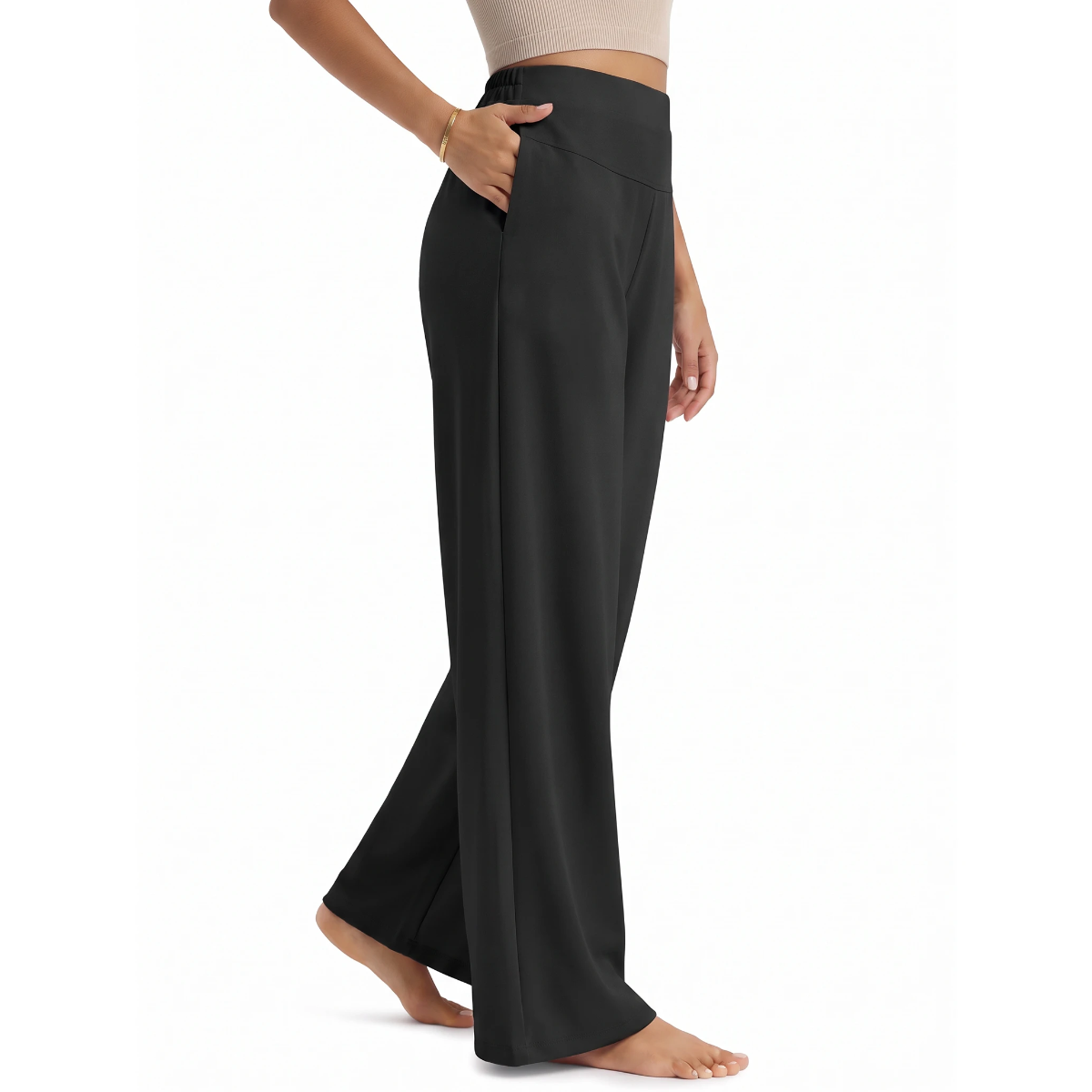 Florboom Women's Wide Leg Pants High Waisted Stretch Trousers Pockets