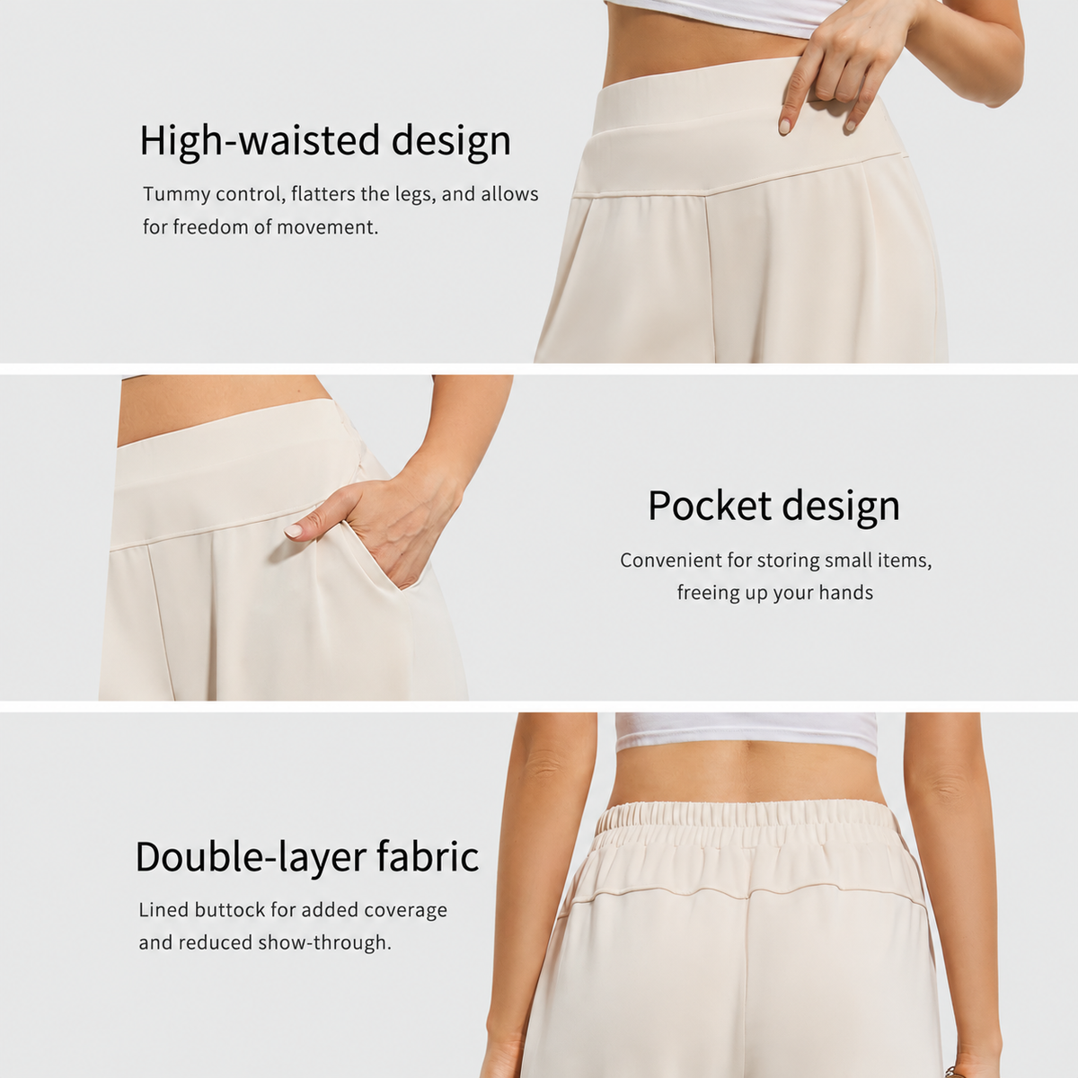 Florboom Women's Wide Leg Pants High Waisted Stretch Trousers Pockets