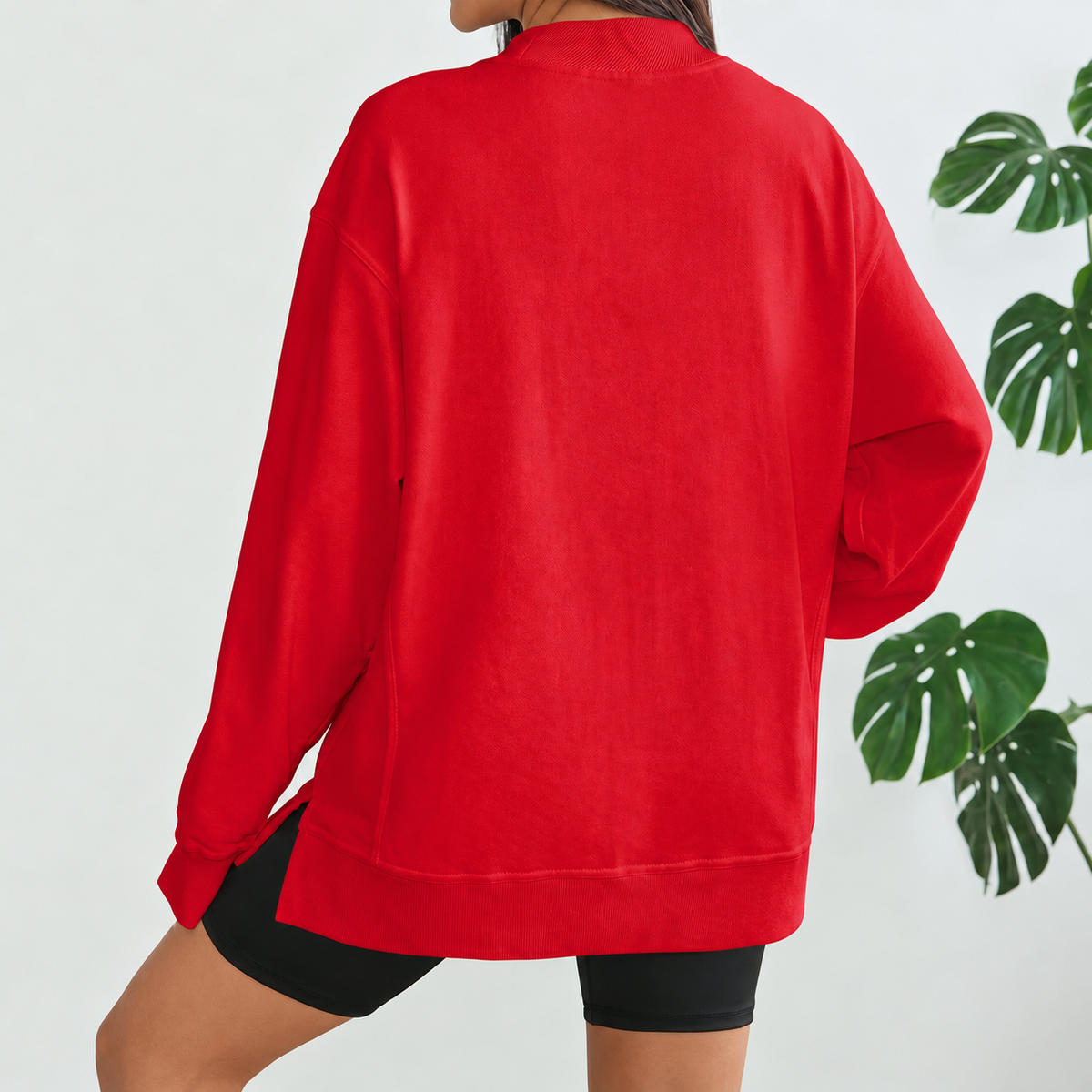Florboom Women's Long Oversized Sweatshirts Mock Neck Pullover Long Sleeve Side Split Tops with Pocket