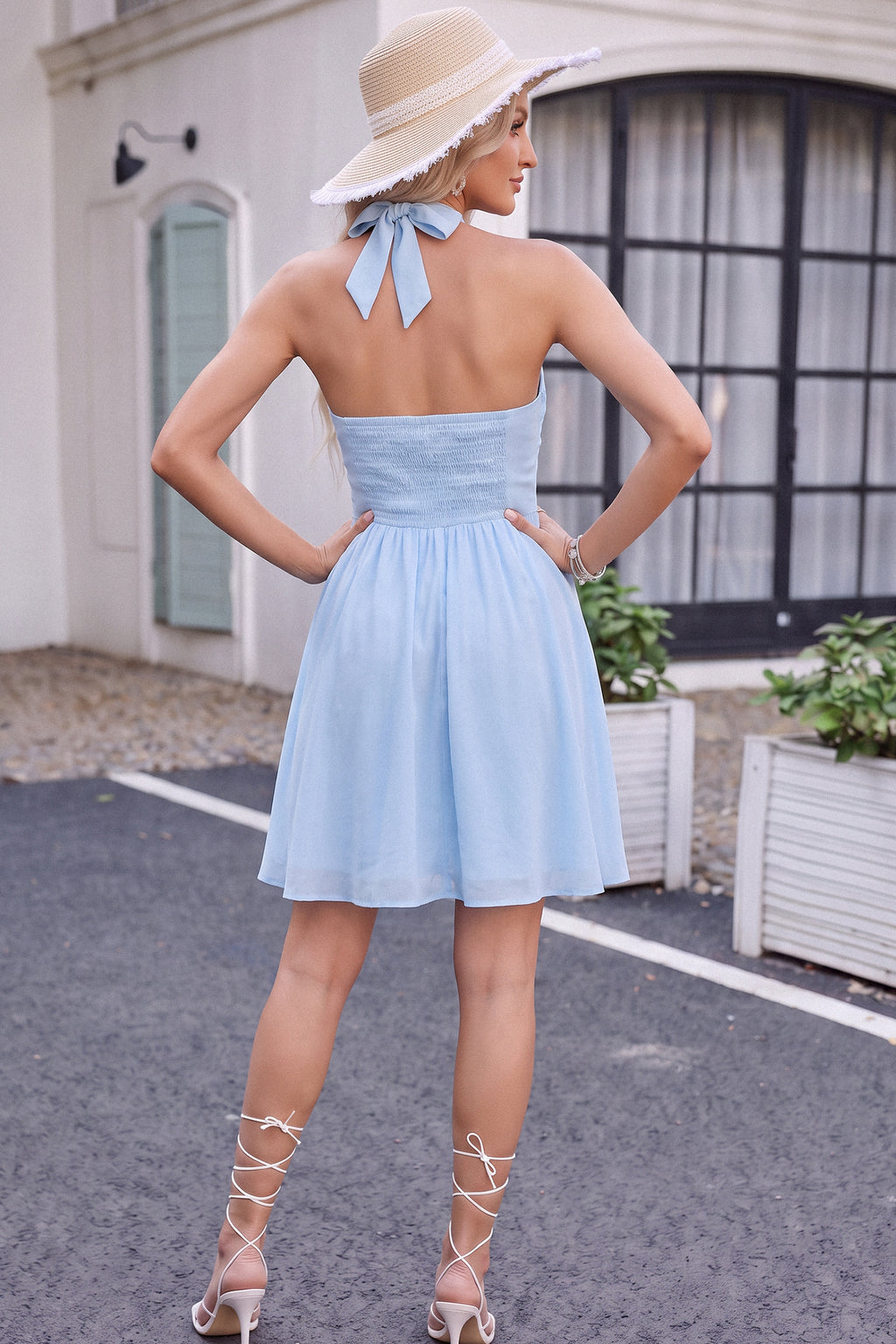 Halter Knot Front Mini Dress