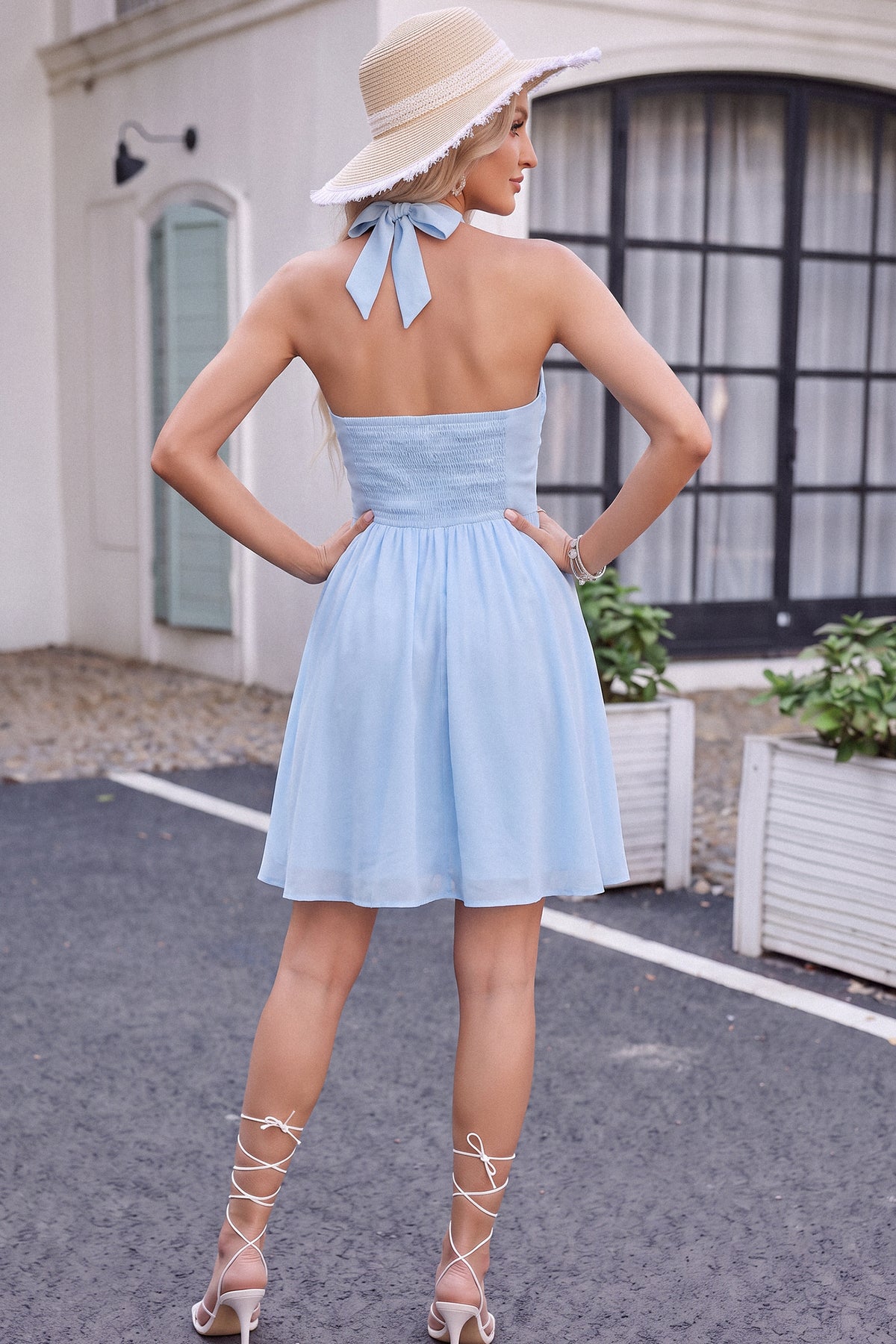 Halter Knot Front Mini Dress