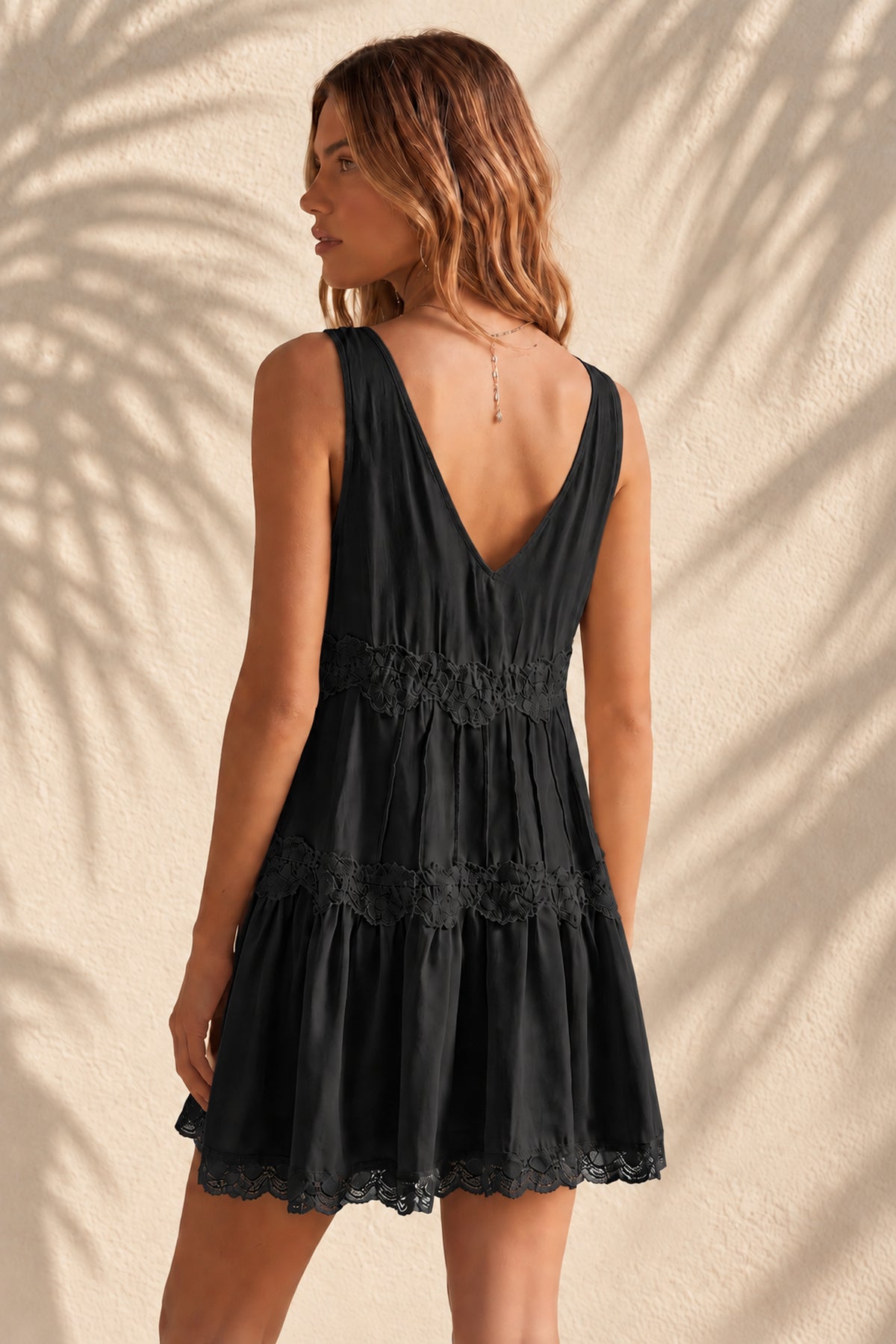 Lace Trim Boho Mini Dress