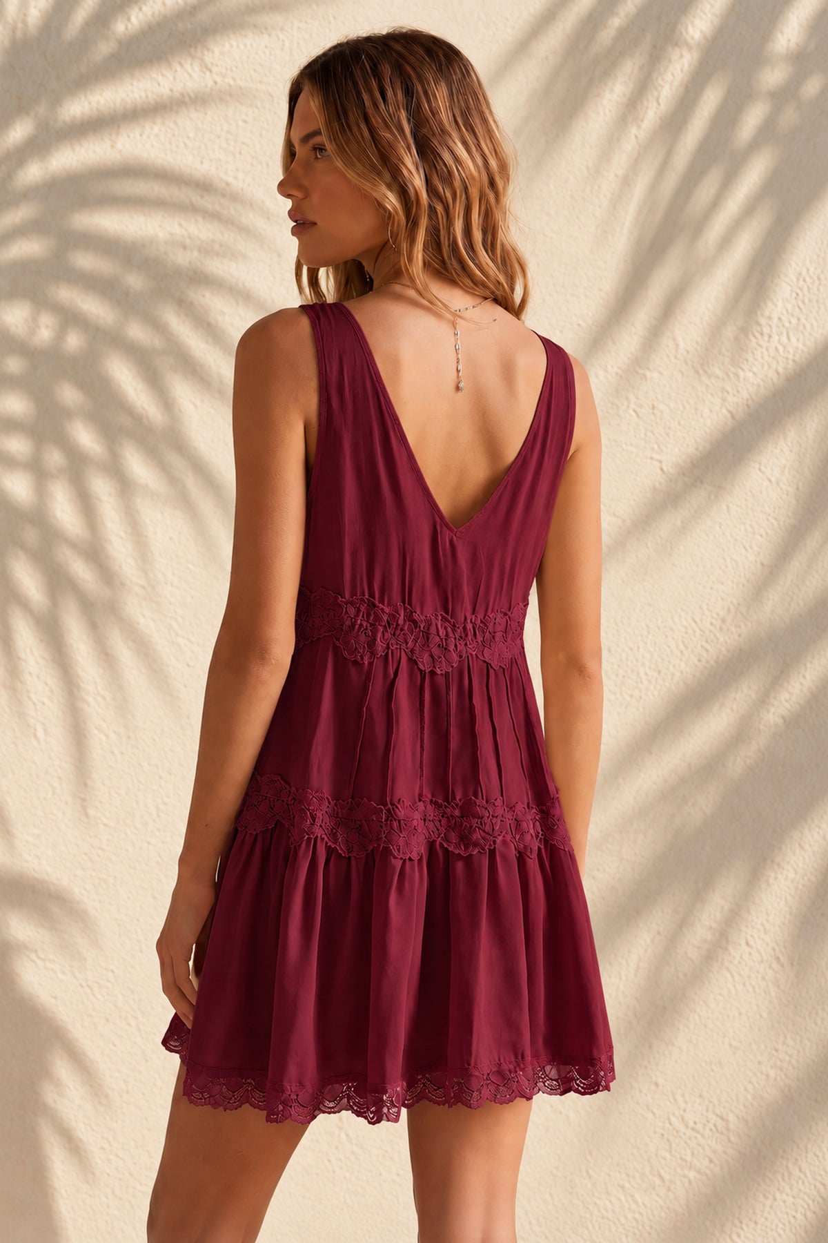 Lace Trim Boho Mini Dress