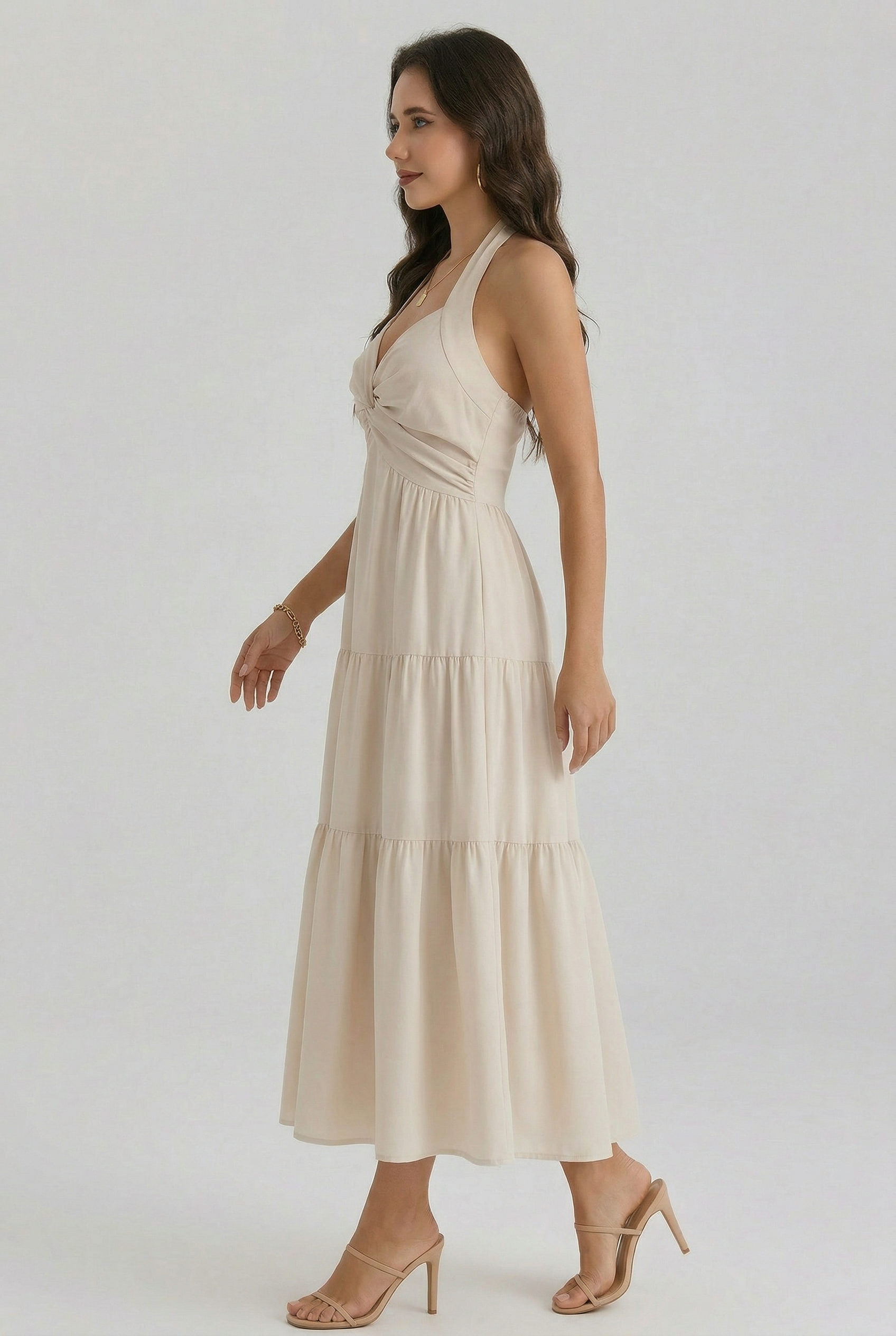 Florboom Women's Summer Halter Maxi Dresses Smocked Back Sundress