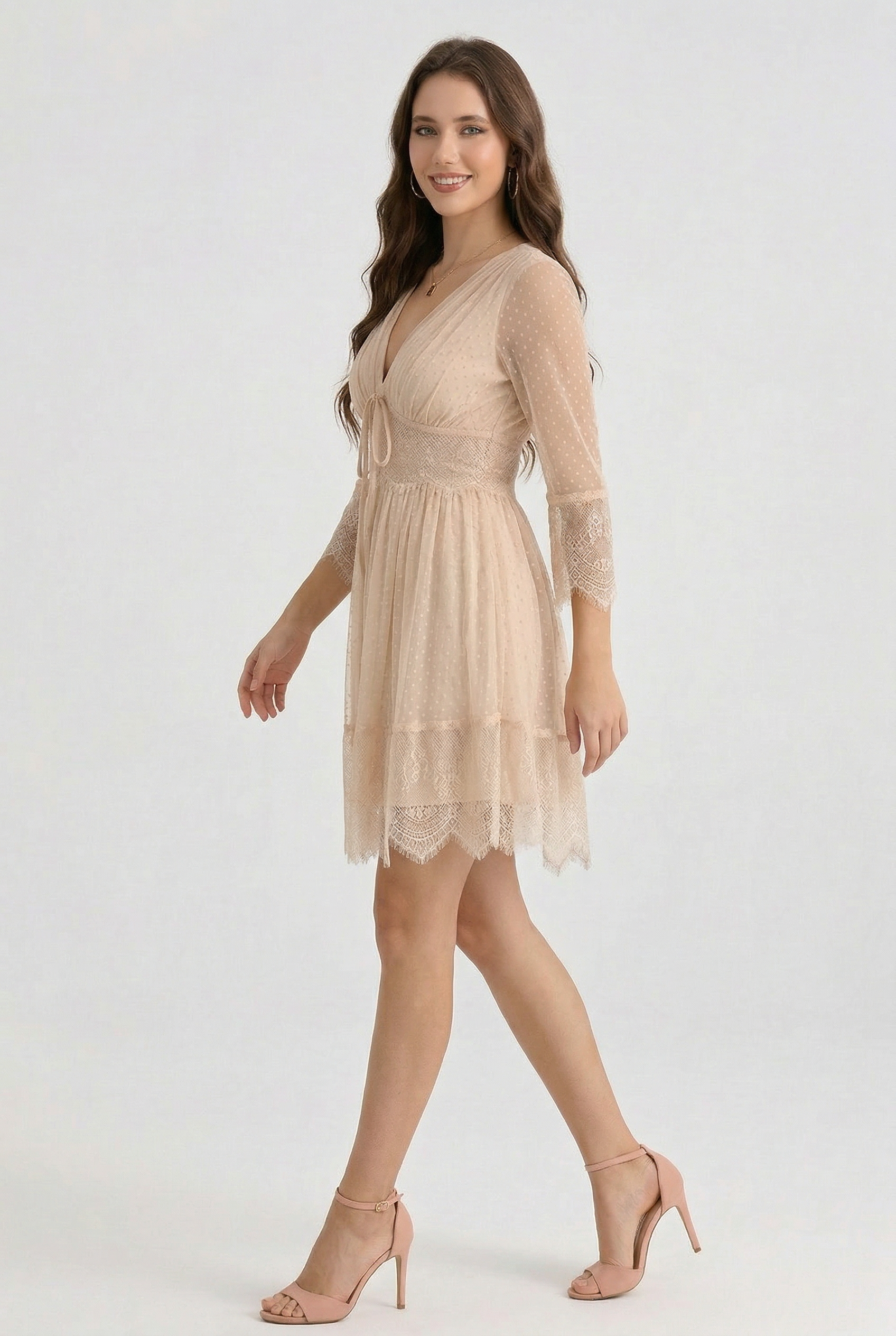 Florboom Women's Summer Boho Lace Patchwork Mini Dresses