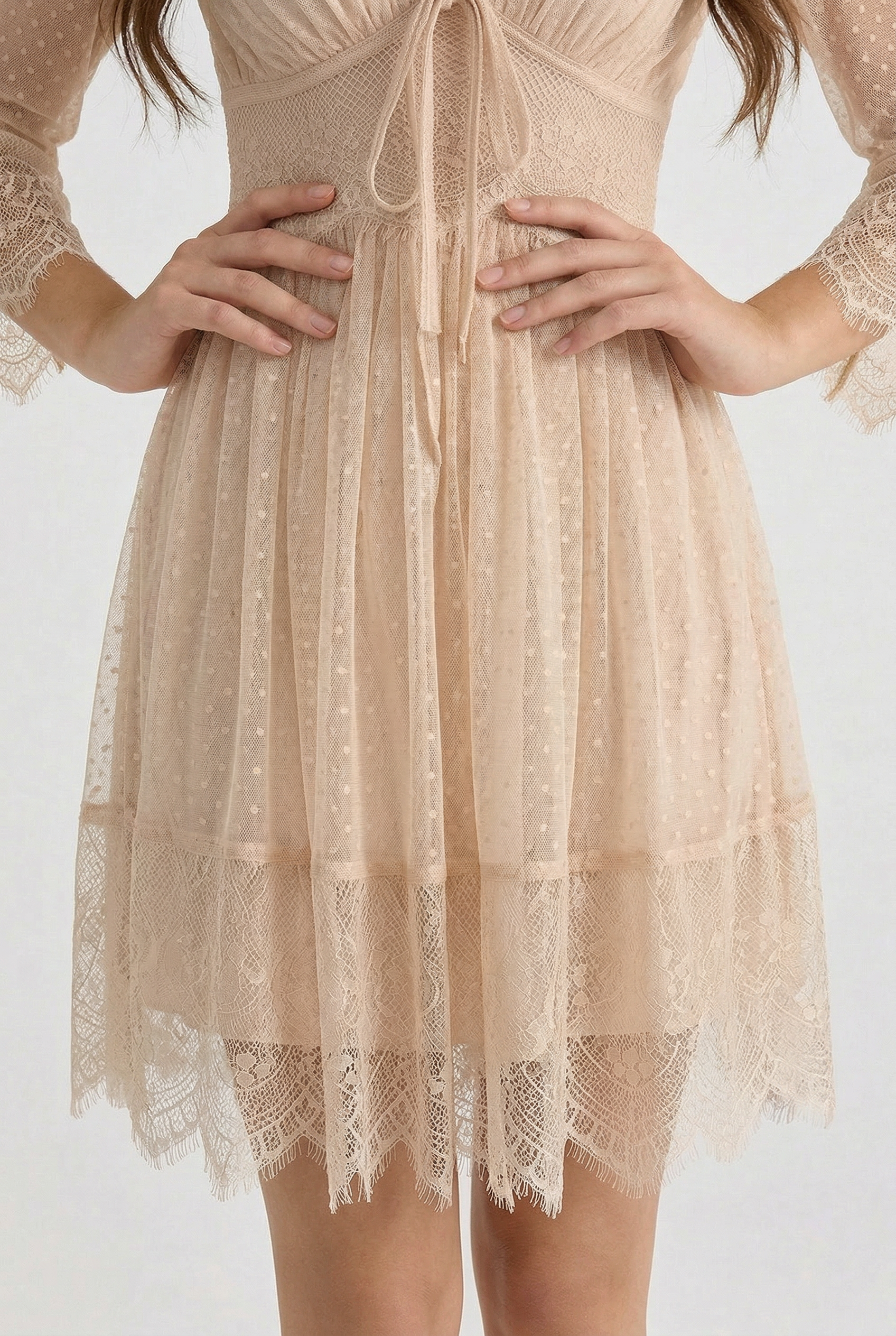 Florboom Women's Summer Boho Lace Patchwork Mini Dresses