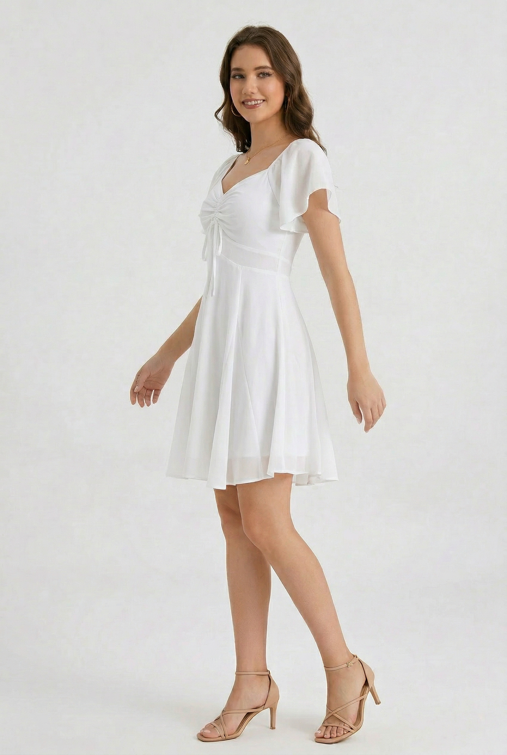 Florboom Women's Summer Sweetheart Neckline Drawstring Dress