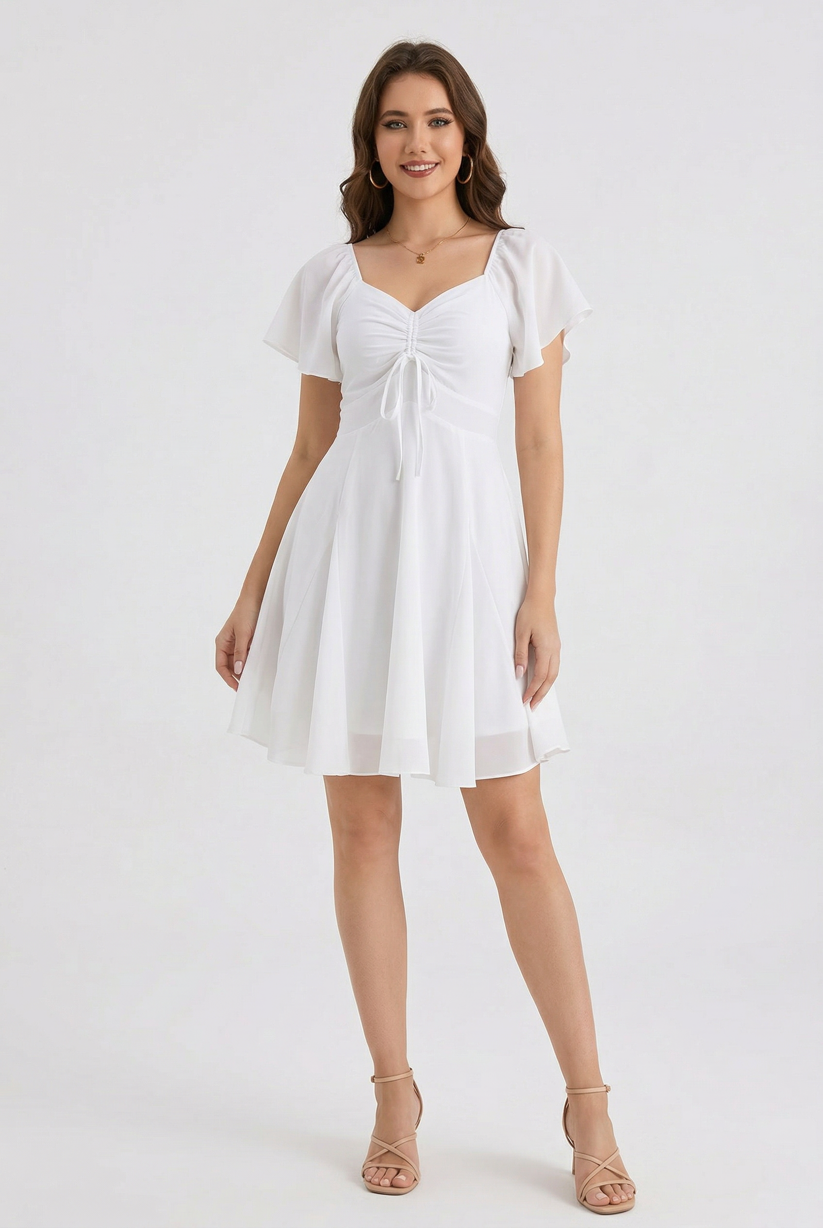 Florboom Women's Summer Sweetheart Neckline Drawstring Dress