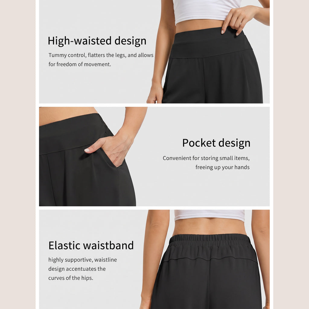 Florboom Women's Wide Leg Pants High Waisted Stretch Trousers Pockets