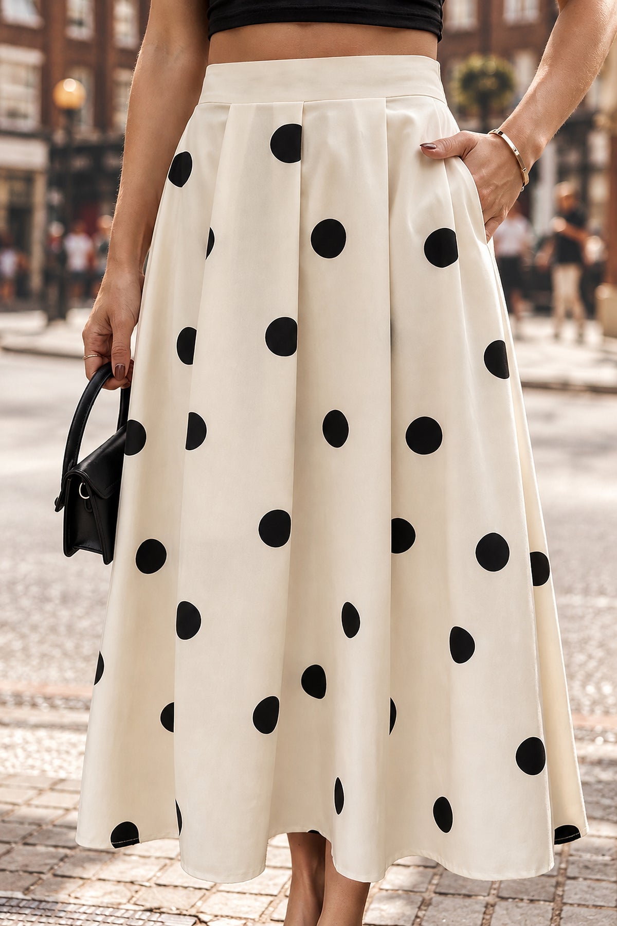 Polka Dot High-Waist Maxi Skirt