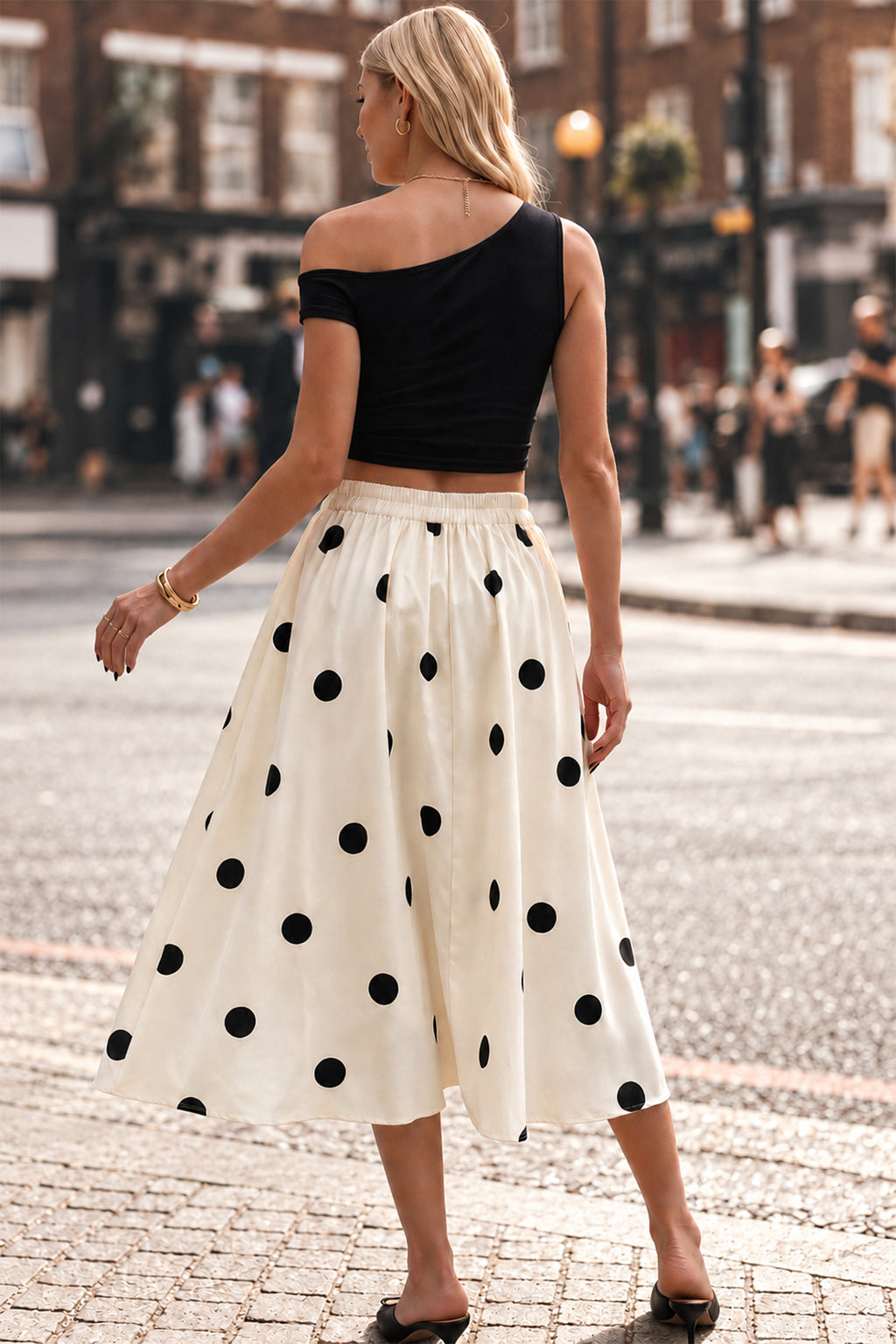 Polka Dot High-Waist Maxi Skirt