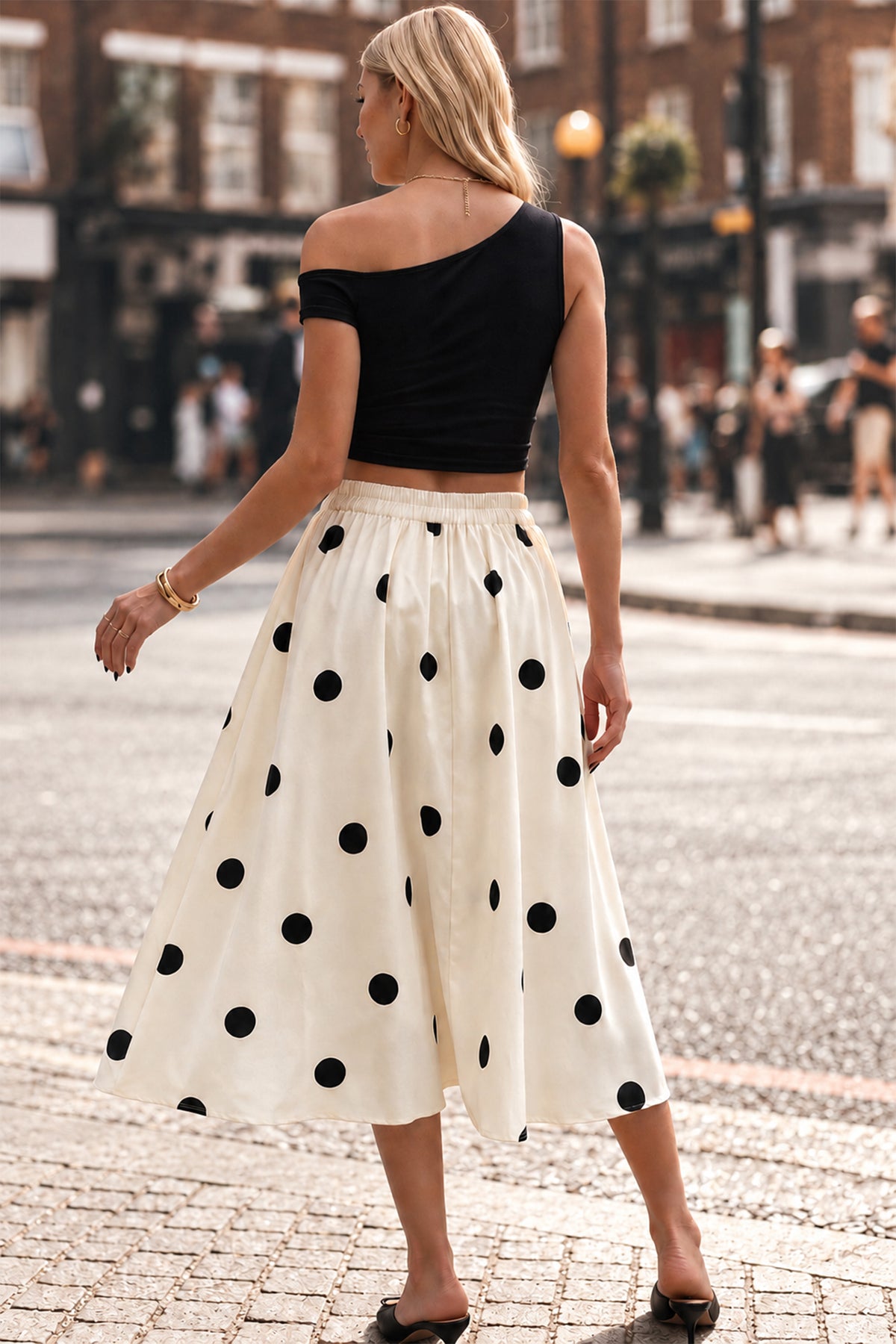 Polka Dot High-Waist Maxi Skirt