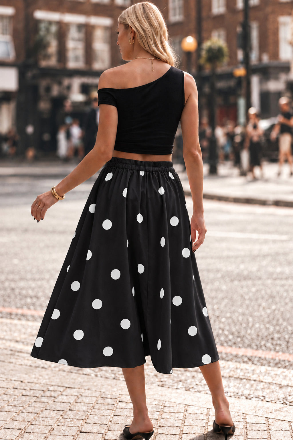 Polka Dot High-Waist Maxi Skirt