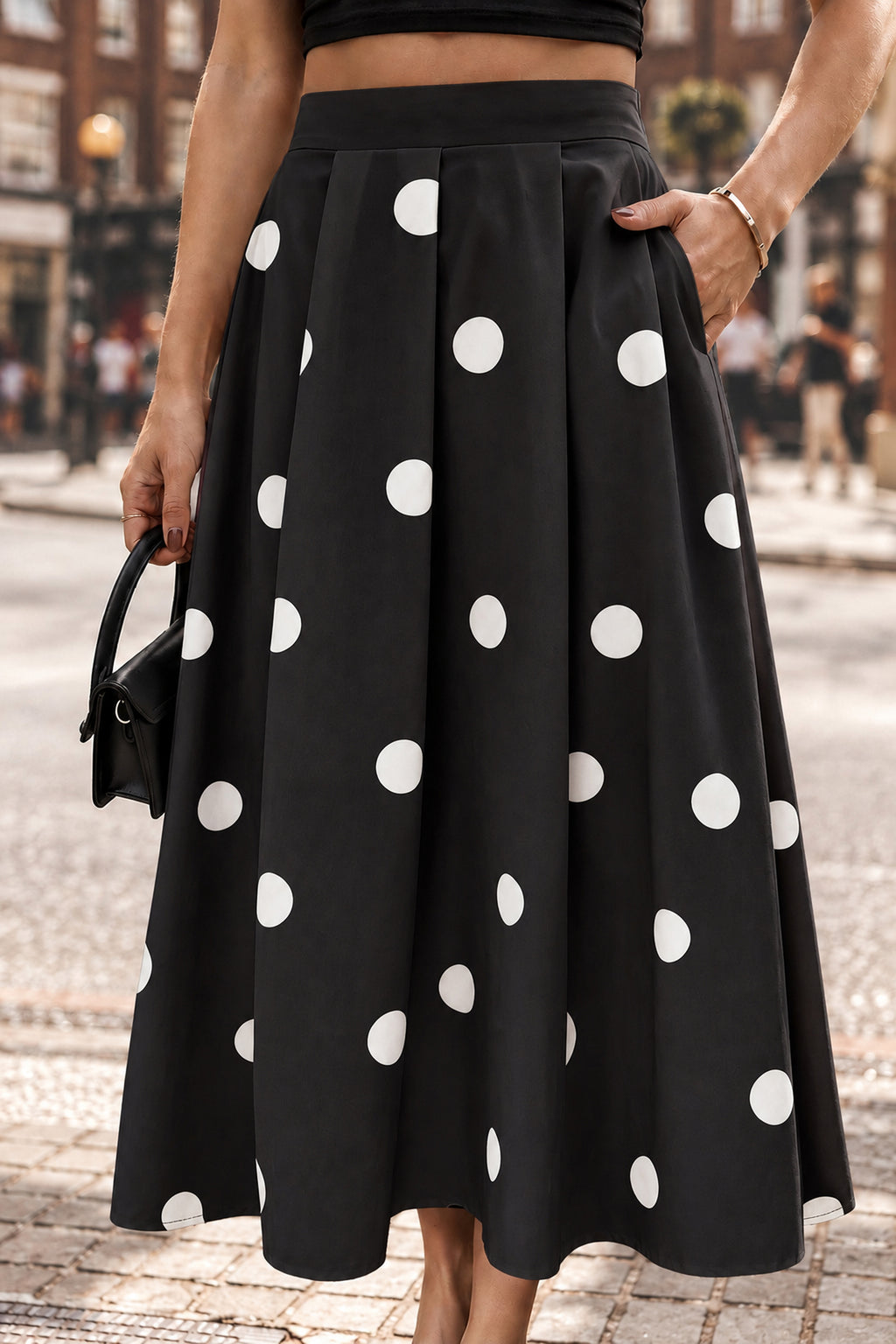 Polka Dot High-Waist Maxi Skirt