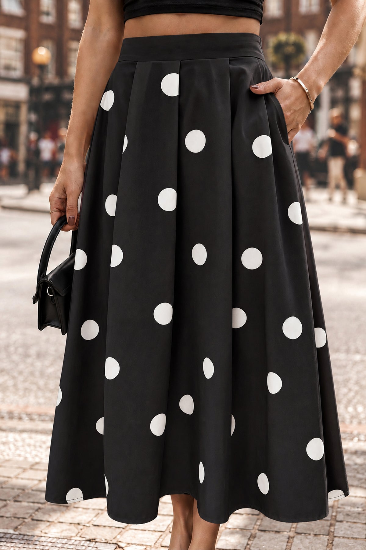 Polka Dot High-Waist Maxi Skirt