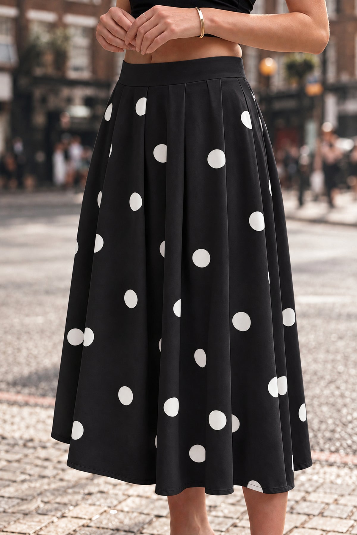 Polka Dot High-Waist Maxi Skirt