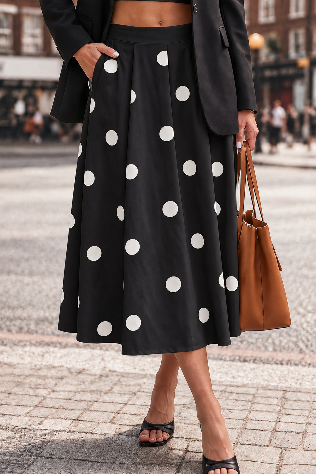 Polka Dot High-Waist Maxi Skirt
