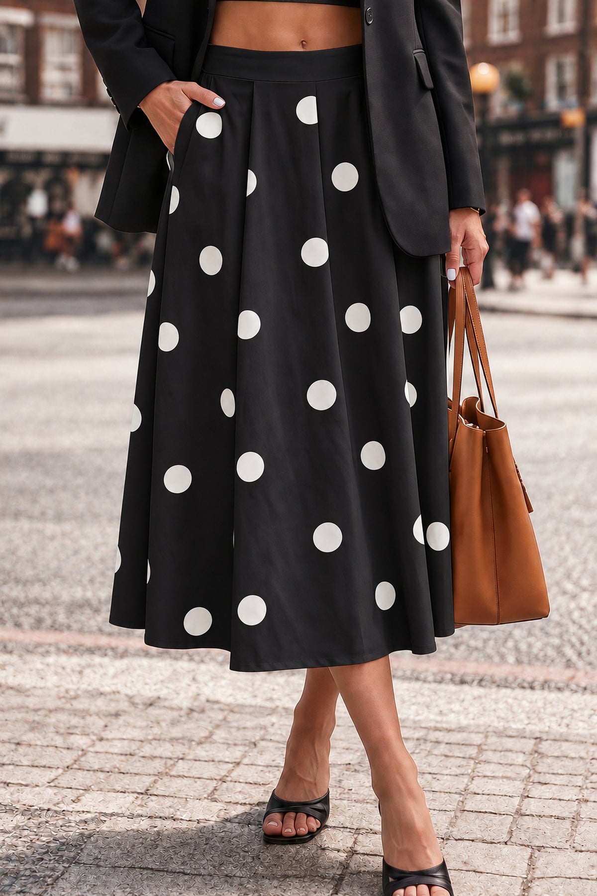 Polka Dot High-Waist Maxi Skirt