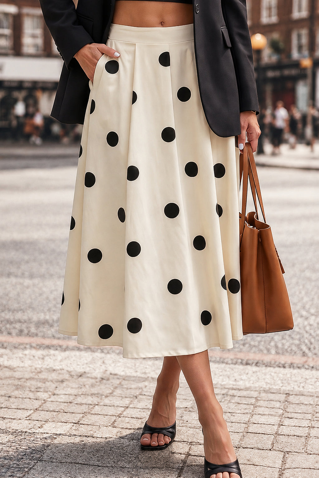 Polka Dot High-Waist Maxi Skirt