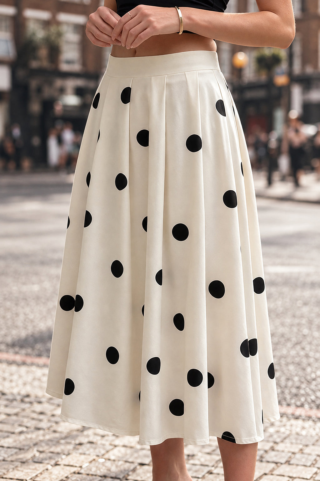 Polka Dot High-Waist Maxi Skirt