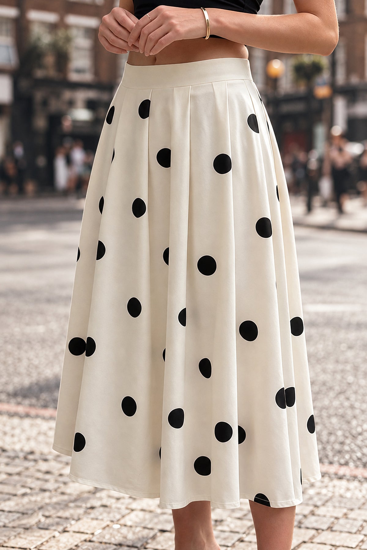 Polka Dot High-Waist Maxi Skirt